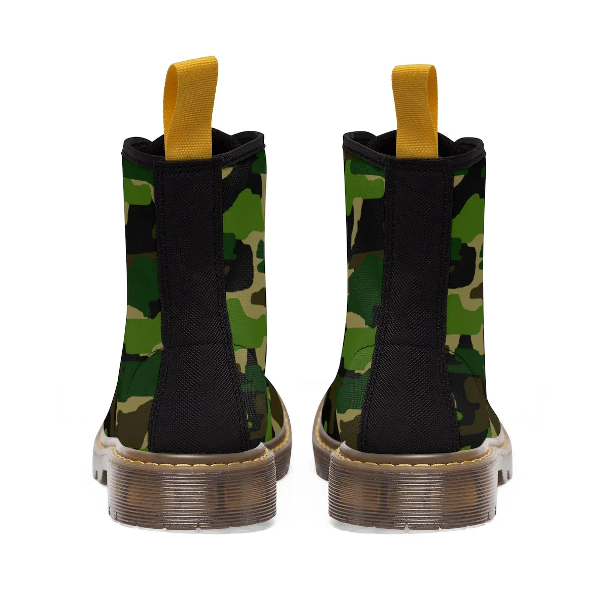 Military Green Women's Boots, Camouflage Army Winter Lace-up Toe Cap Hiking Boots