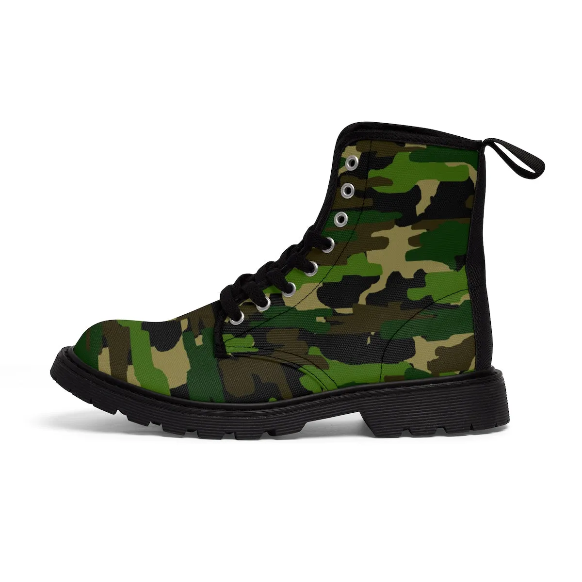 Military Green Women's Boots, Camouflage Army Winter Lace-up Toe Cap Hiking Boots