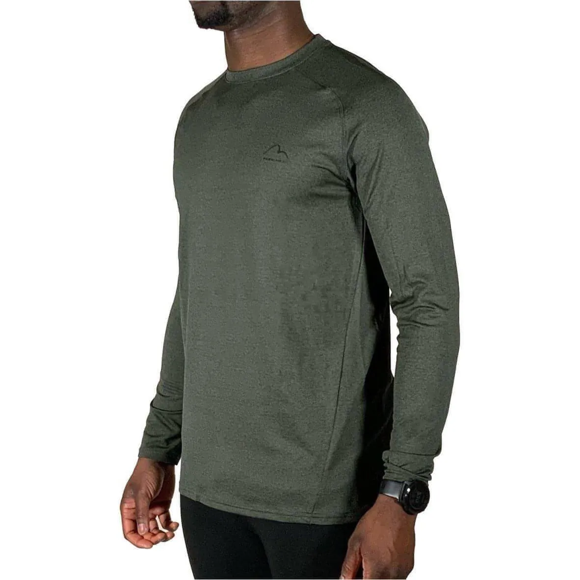 More Mile Train To Run Mens Long Sleeve Running Top - Green