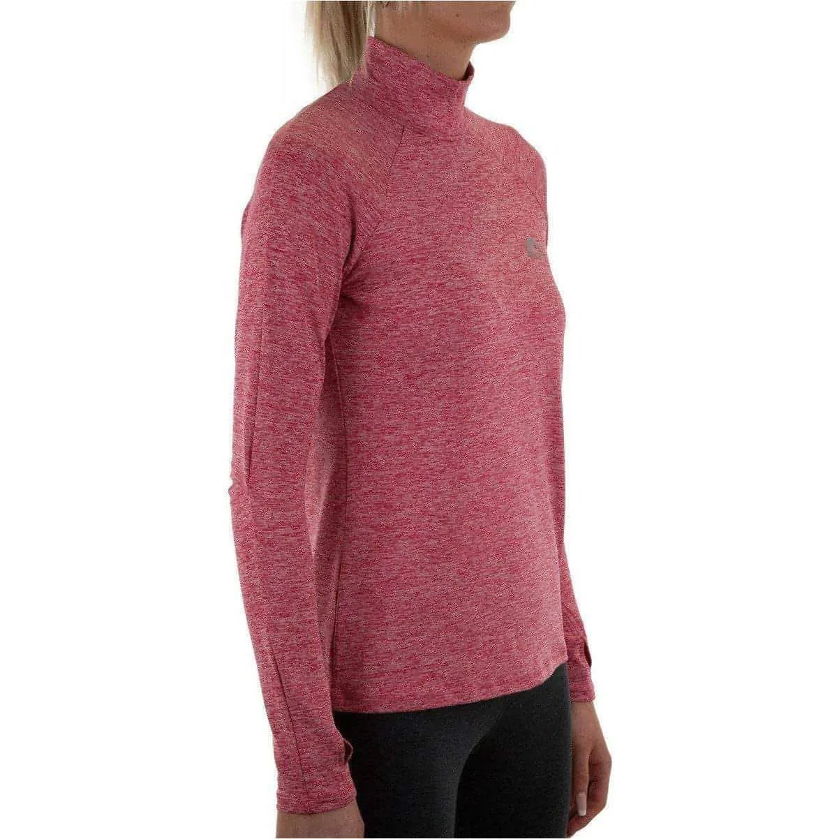 More Mile Train To Run Womens Long Sleeve Funnel Neck Running Top - Pink