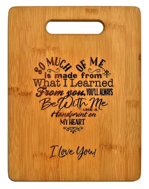 Mothers Gift - Special Love Heart Poem Bamboo Cutting Board, Engraved Side For Decor Display or Hanging