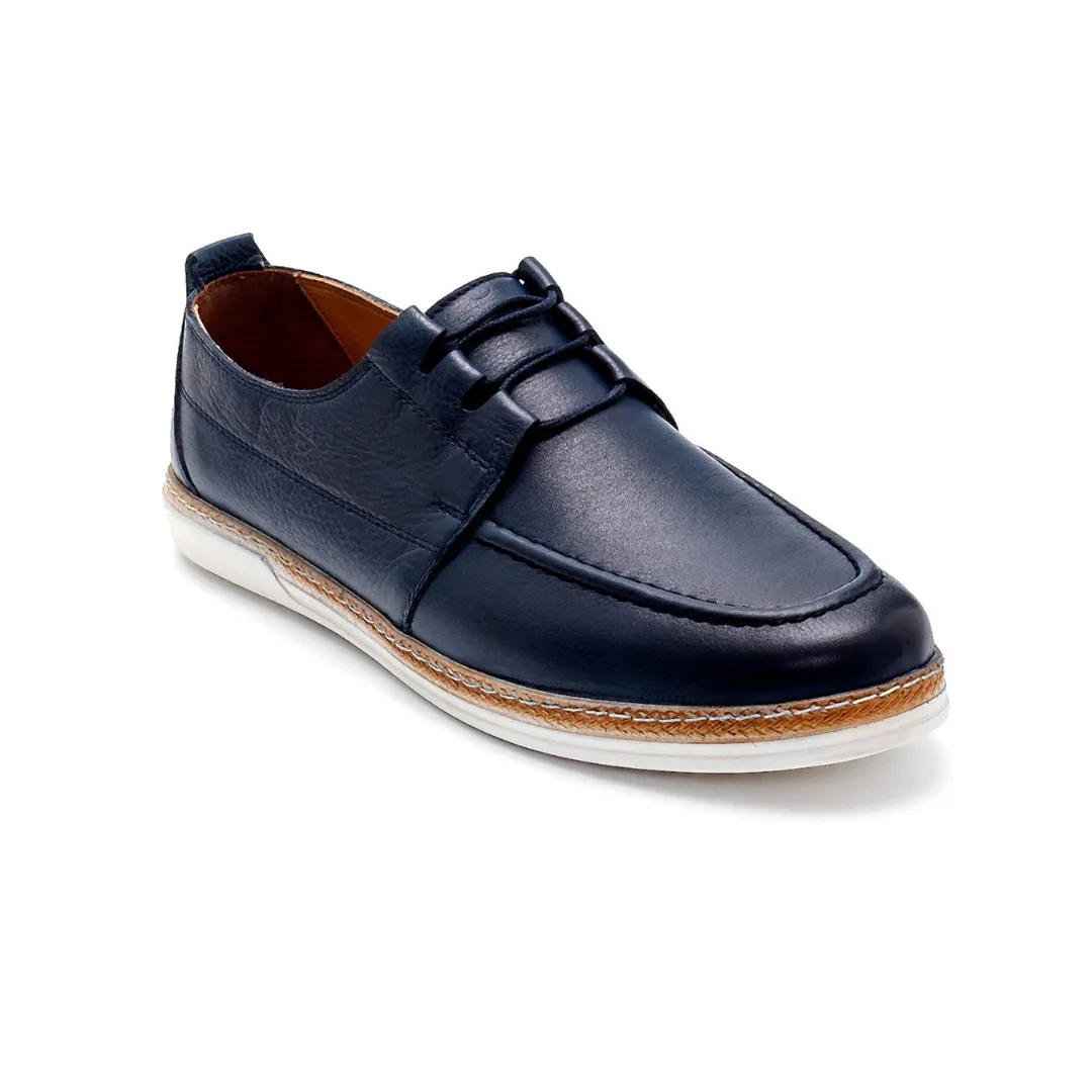 Navy Blue Men Leather Casual Shoe