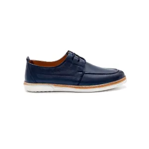 Navy Blue Men Leather Casual Shoe