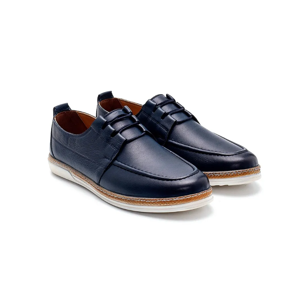 Navy Blue Men Leather Casual Shoe