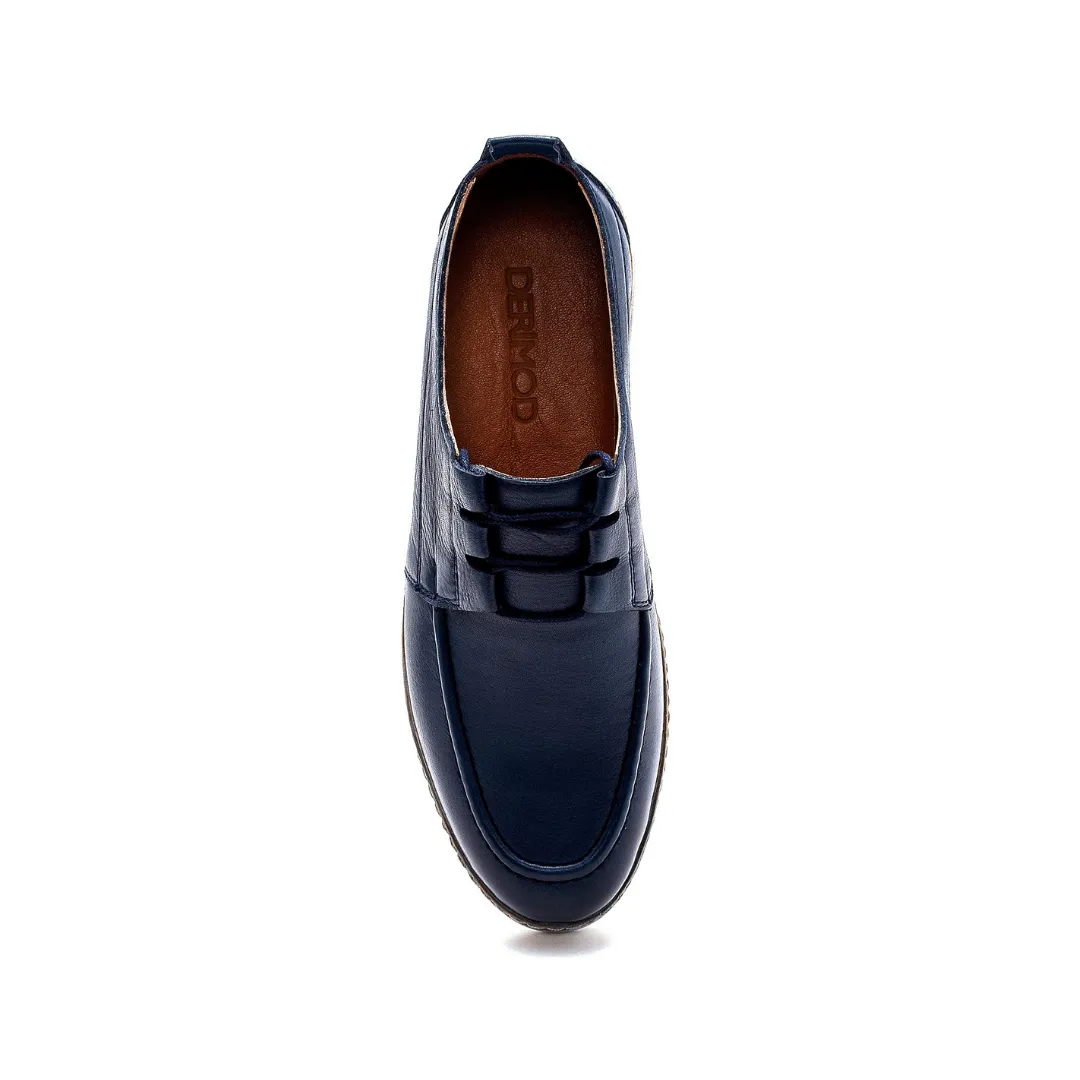 Navy Blue Men Leather Casual Shoe