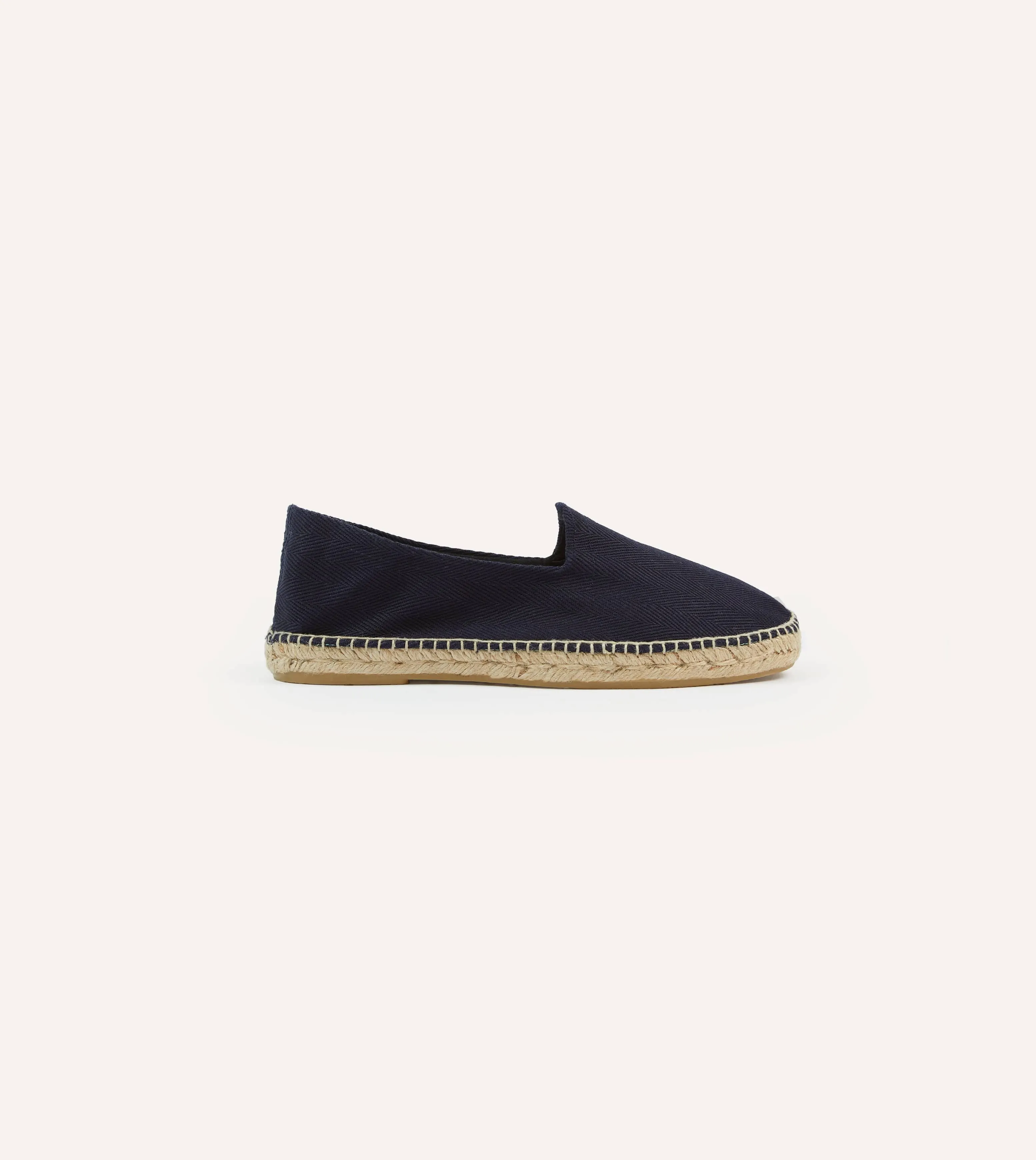 Navy Herringbone Cotton Espadrilles