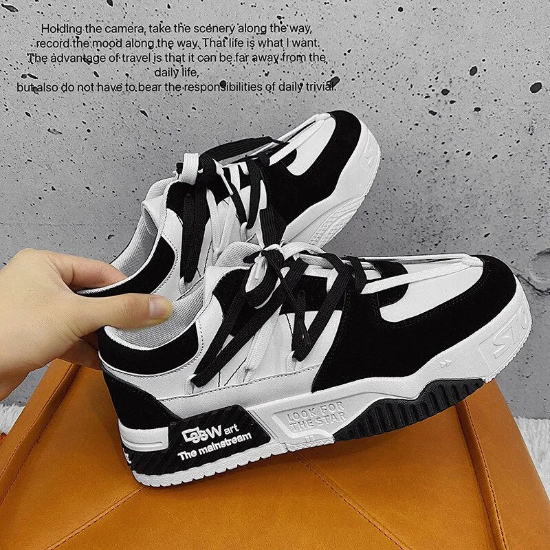 New Men Fashion Sneakers Spring Color Matching Platform Shoes Harajuku Ins Triangle Strappy Designer Shoes Trend Men Board Shoes