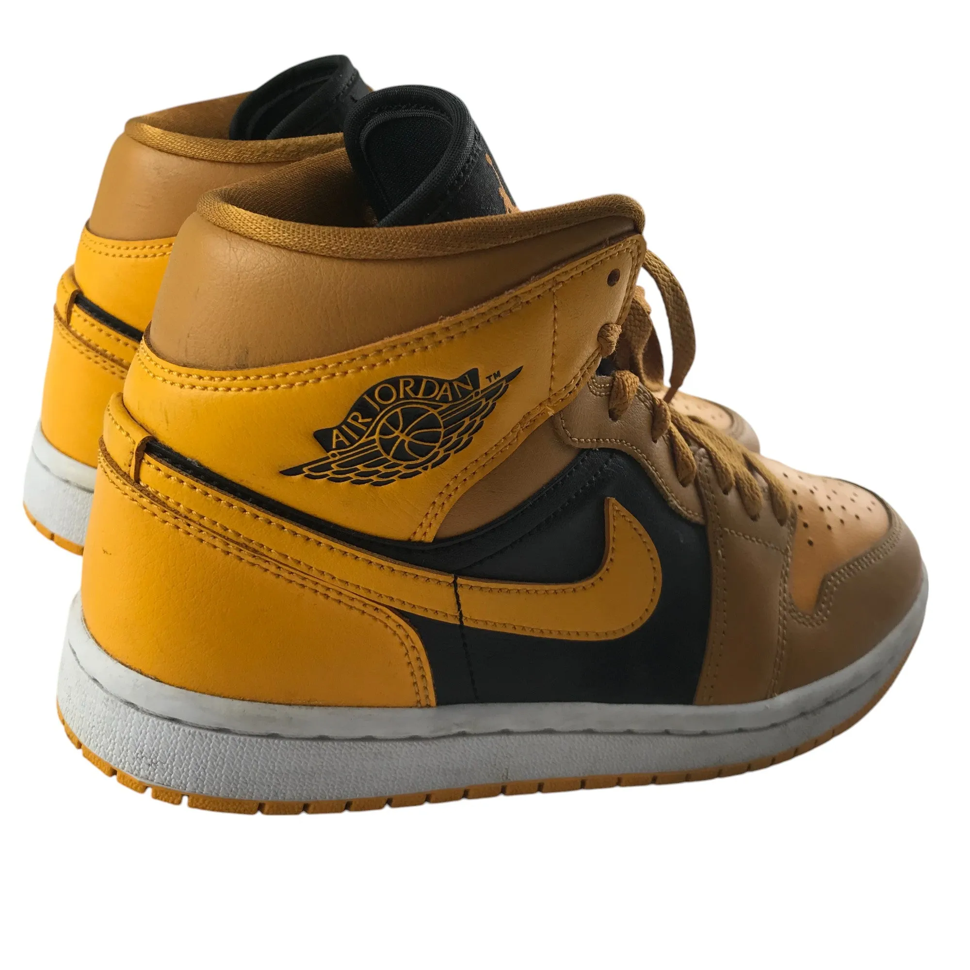 Nike Air Jordan trainers shoe size UK 4.5 yellow high tops sturdy with laces