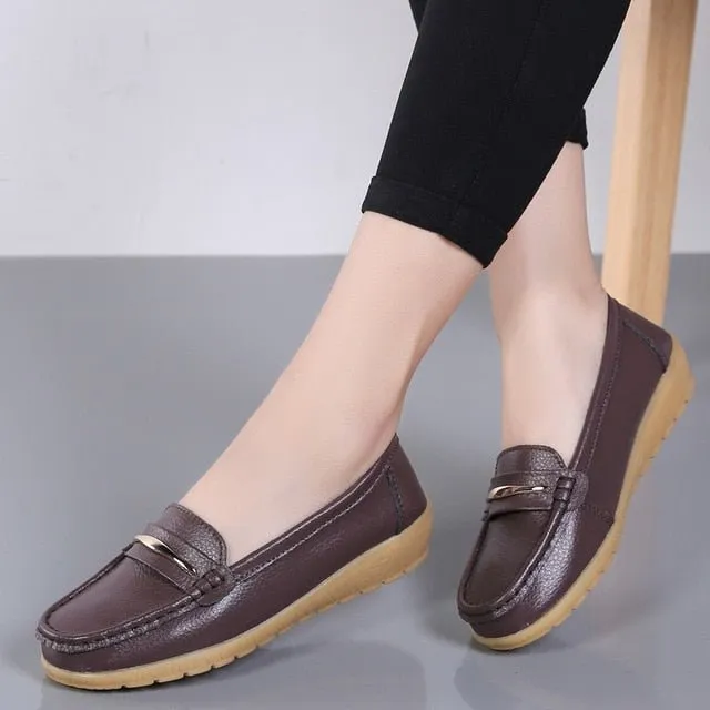 OLOME Lovely Leather Loafer Shoes