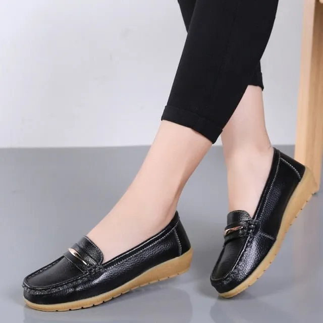 OLOME Lovely Leather Loafer Shoes