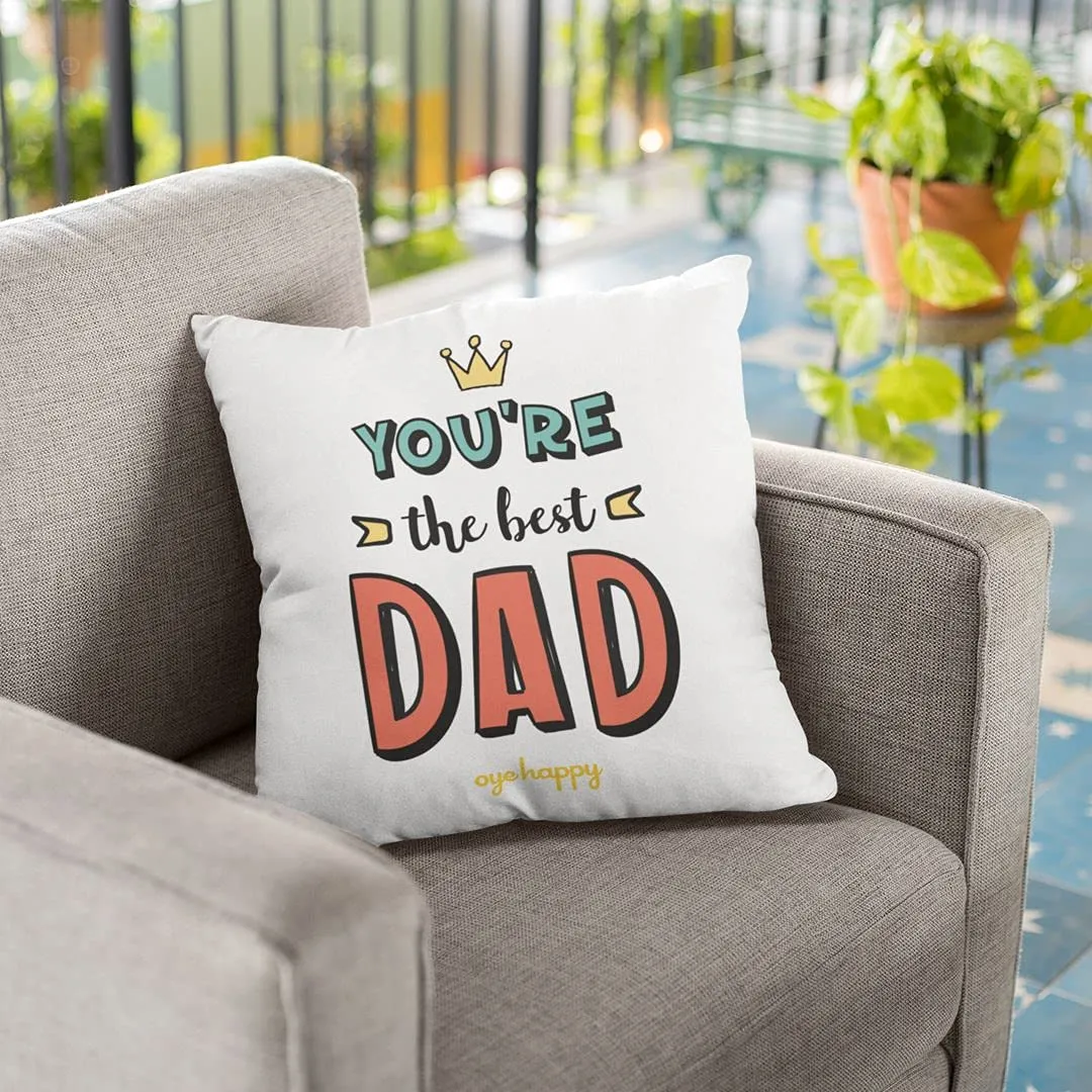 Oye Happy - Best Dad Gift Combo(Magnet, Mug and Cushion) - Best Gift for Father on Birthday/Father's Day