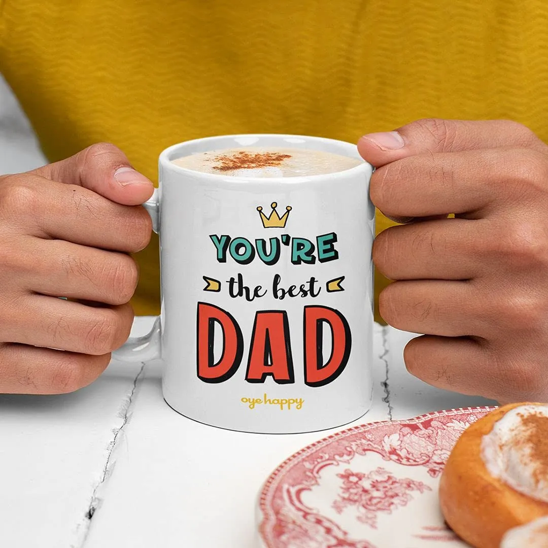 Oye Happy - Best Dad Gift Combo(Magnet, Mug and Cushion) - Best Gift for Father on Birthday/Father's Day