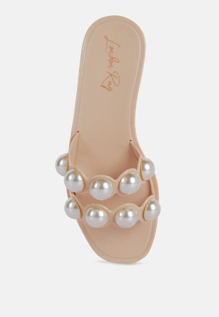 Pearla Faux Pearl Detail Jelly Flats