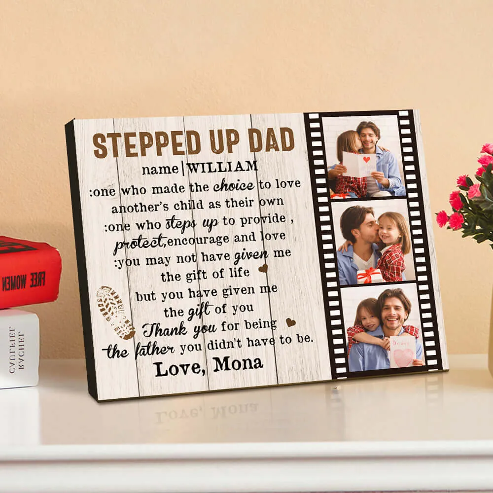 Personalized Custom Stepped Up Dad Film Photo Plaque