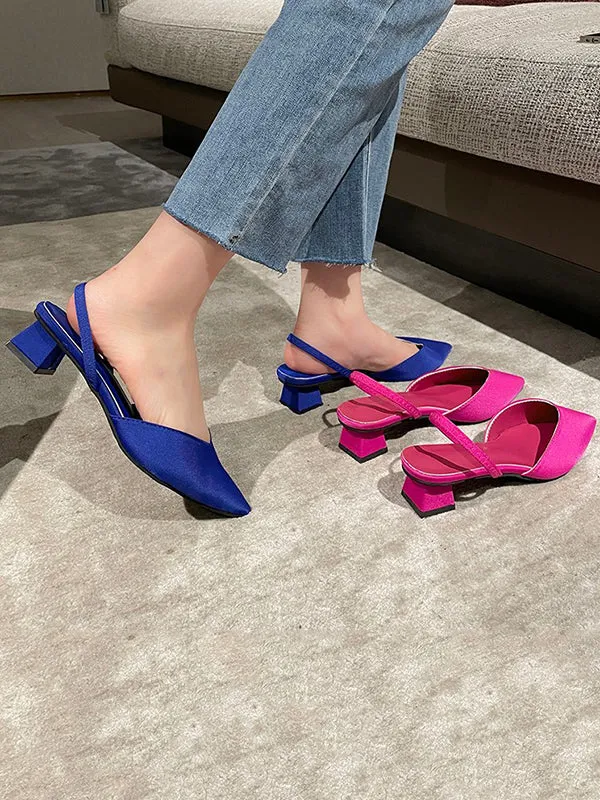 Pointed-Toe Split-Joint Sling Shoes Pumps Sandals