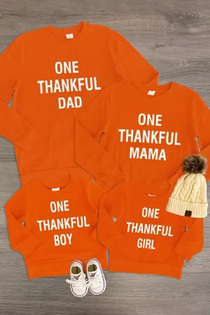 "One Thankful Mama, Dad, Girl, Boy" Family Tops