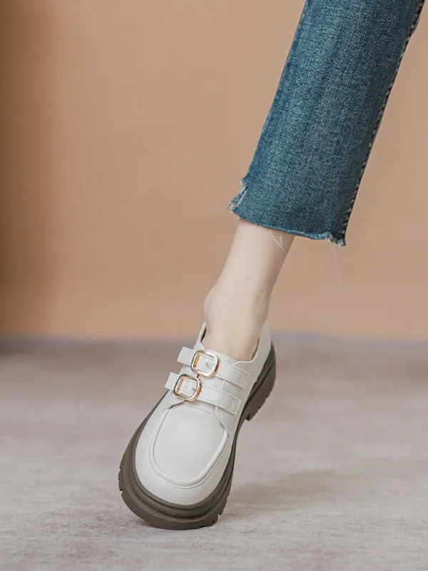 Round-Toe Split-Joint Platform Shoes Loafers