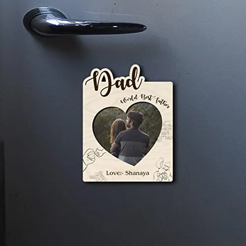 Sblossom Personalized/Customized Wooden Fridge Magnet | World’s Best Dad Wooden Fridge Magnet Items | Gift for Papa (3×4 Inch)