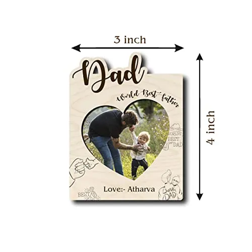 Sblossom Personalized/Customized Wooden Fridge Magnet | World’s Best Dad Wooden Fridge Magnet Items | Gift for Papa (3×4 Inch)