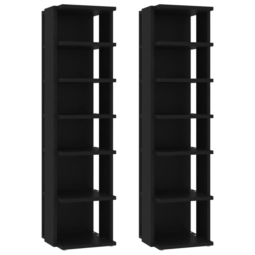 Shoe Cabinets 2 pcs Black 25x27x102 cm