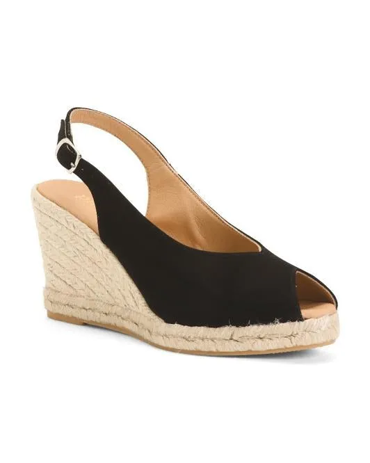 Sling Back Espadrilles Wedges Peep Toe