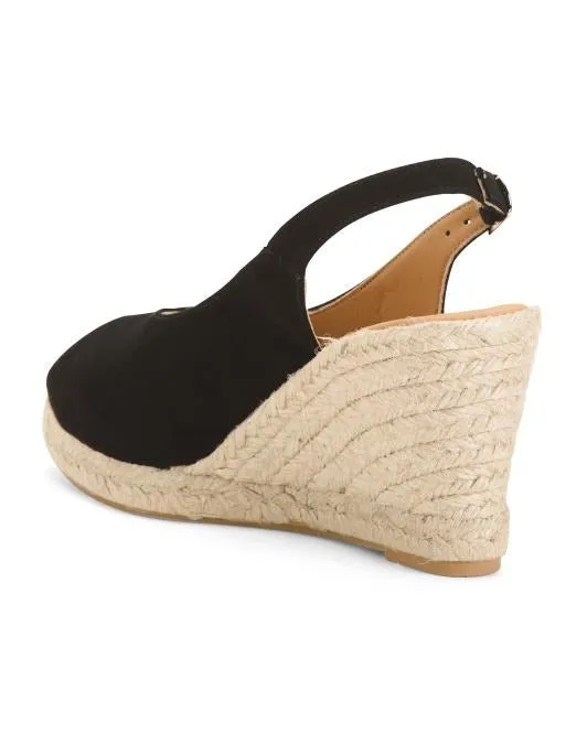 Sling Back Espadrilles Wedges Peep Toe