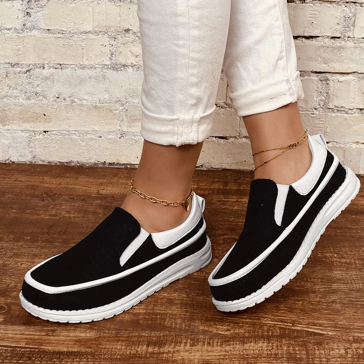 Sohiwoo  sneaker Casual Platform Slip On Loafers Round Toe Walking Shoes