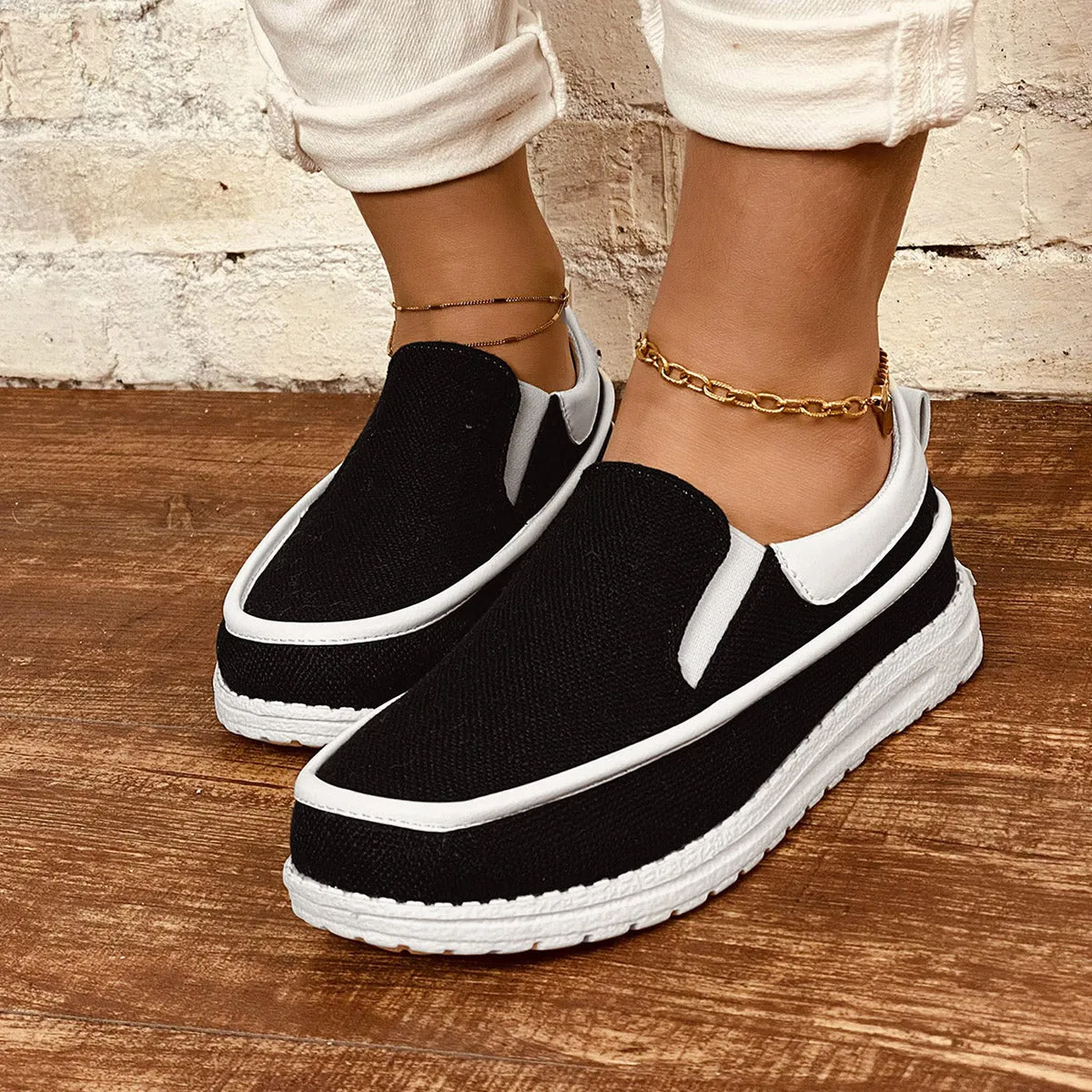 Sohiwoo  sneaker Casual Platform Slip On Loafers Round Toe Walking Shoes