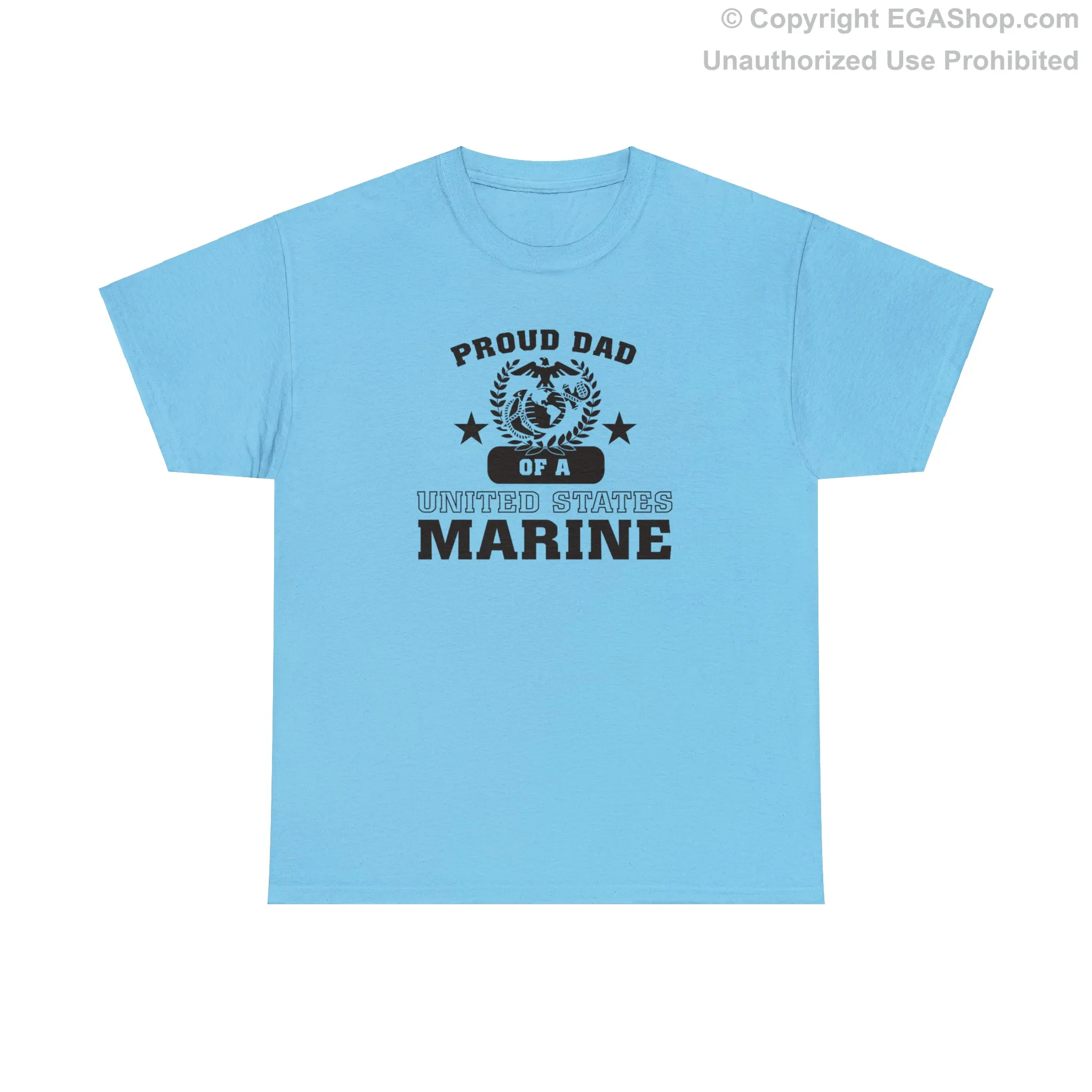 T-Shirt: Proud Dad of a Marine (Varsity Style, Color Choices)