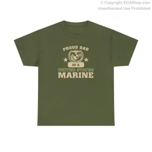 T-Shirt: Proud Dad of a Marine (Varsity Style, Color Choices)