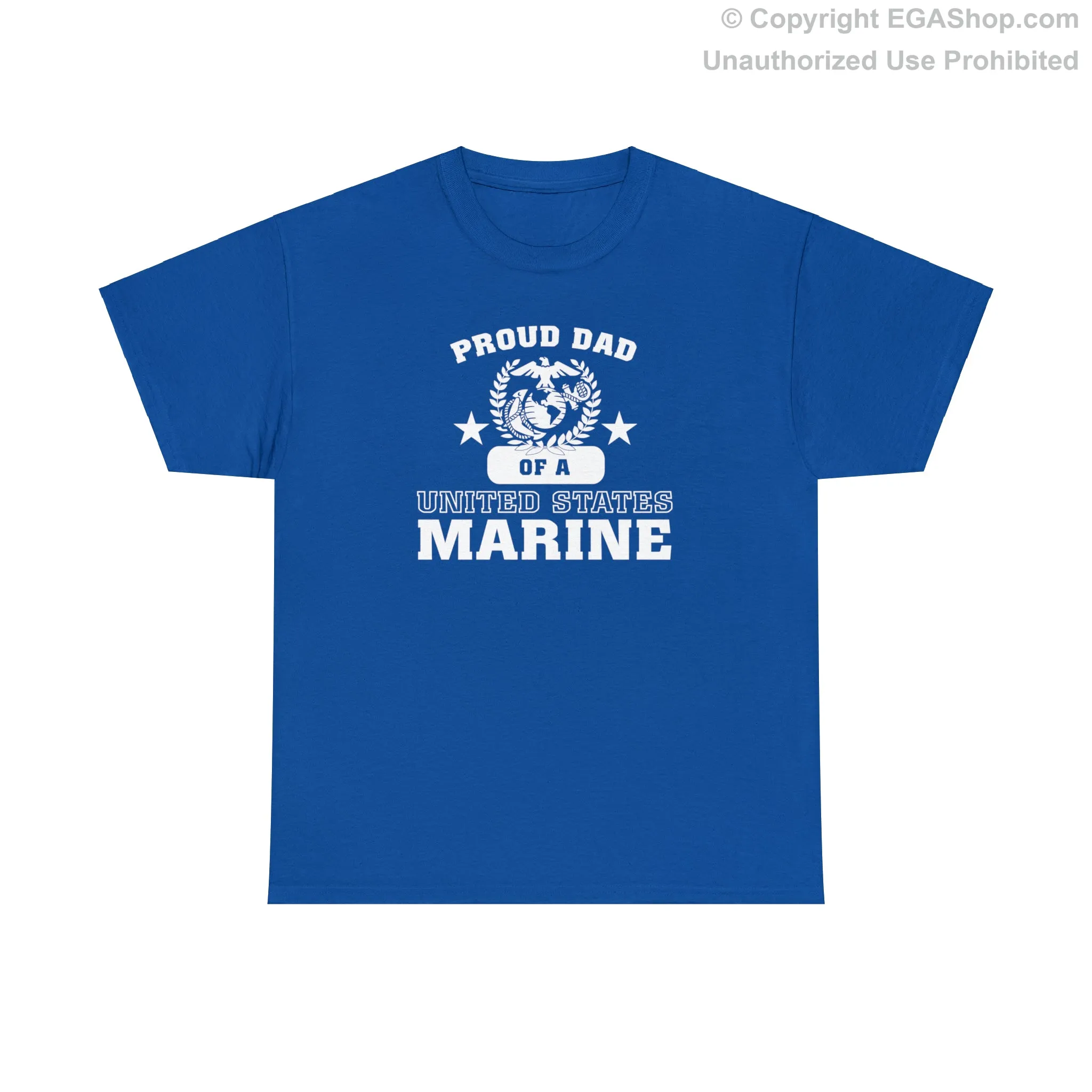 T-Shirt: Proud Dad of a Marine (Varsity Style, Color Choices)