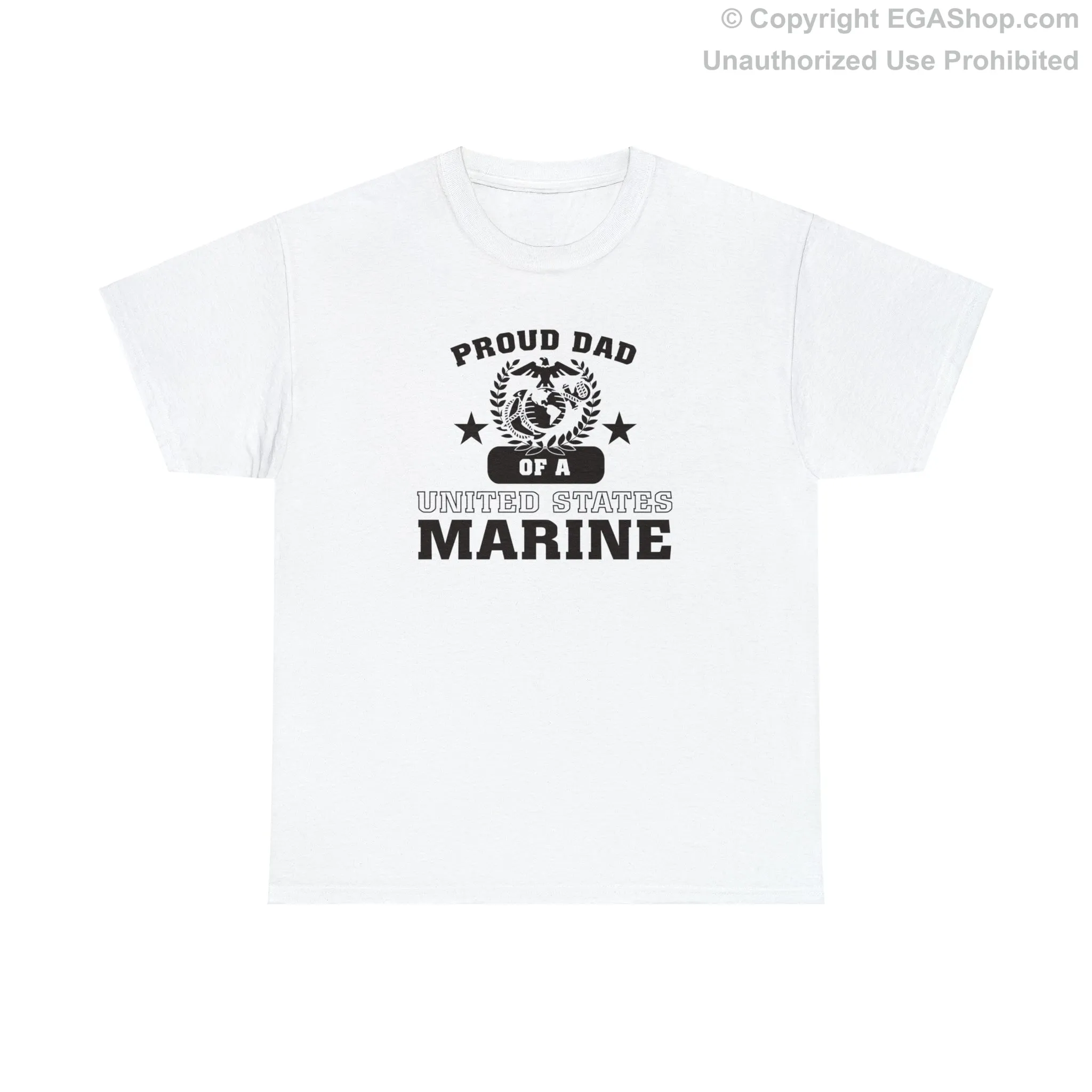 T-Shirt: Proud Dad of a Marine (Varsity Style, Color Choices)