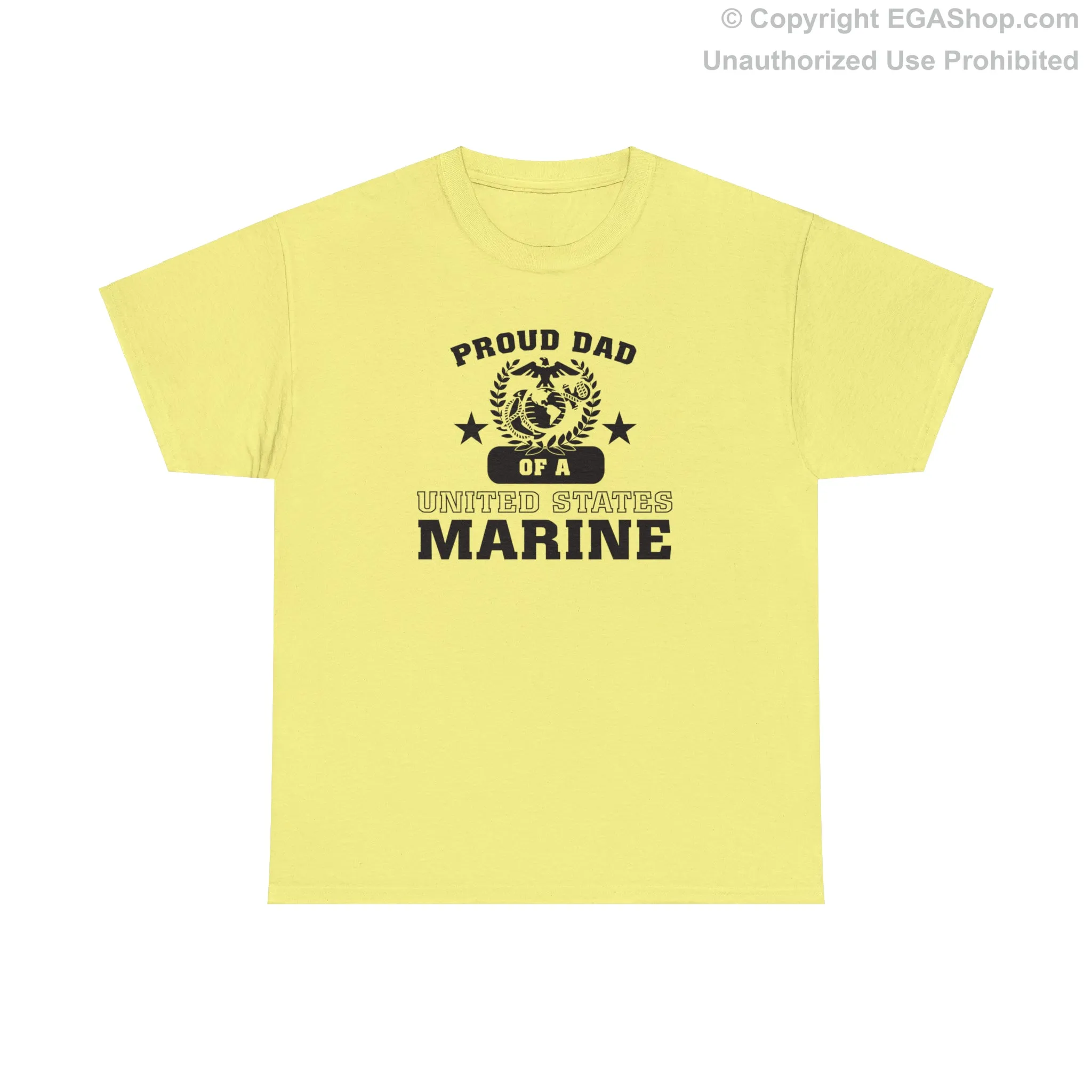 T-Shirt: Proud Dad of a Marine (Varsity Style, Color Choices)