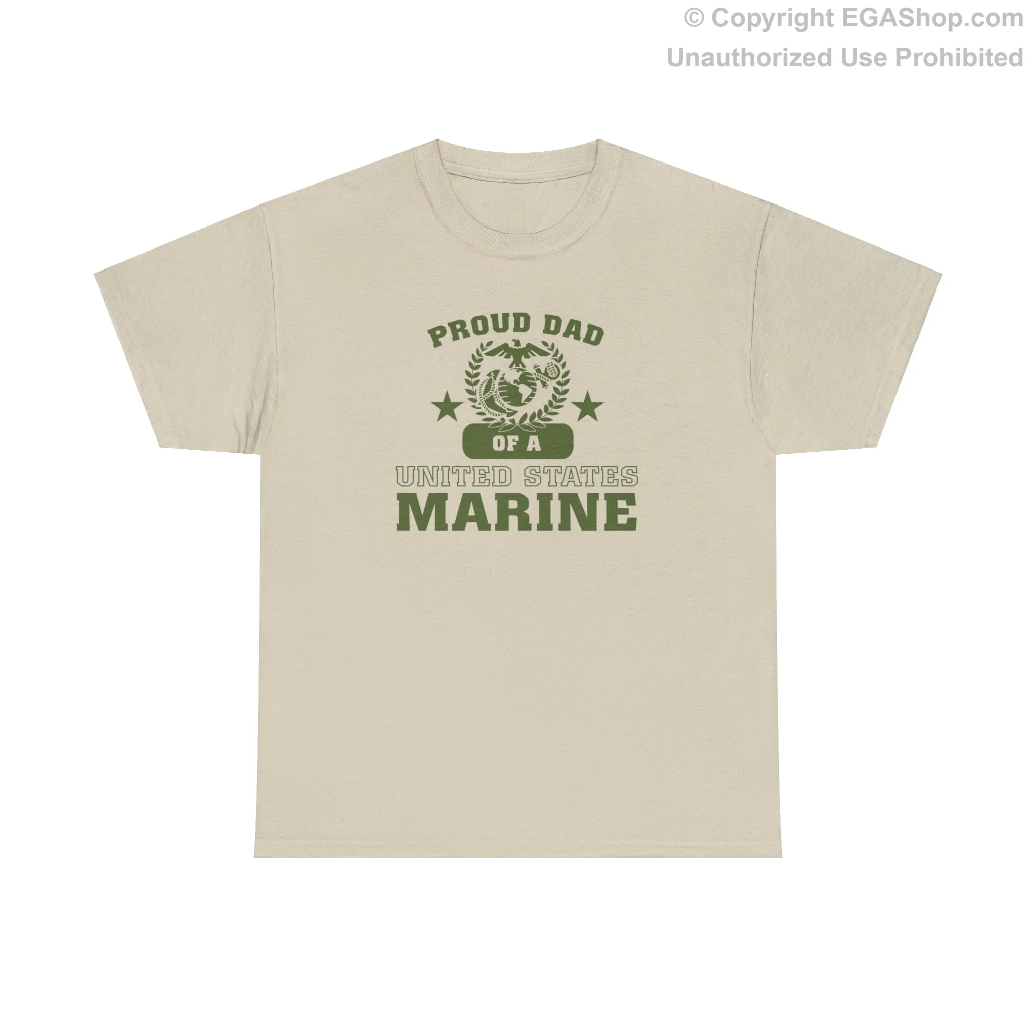 T-Shirt: Proud Dad of a Marine (Varsity Style, Color Choices)