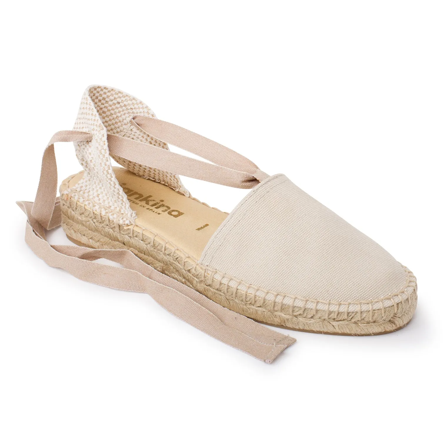 Tamarita Eco Canvas Vegan Espadrille Wedges - Beige Tan