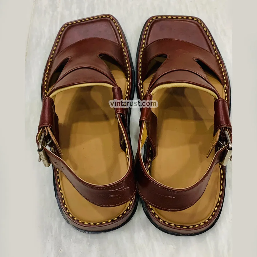 Traditional Panjedare Brown Peshawari Men's Chappal