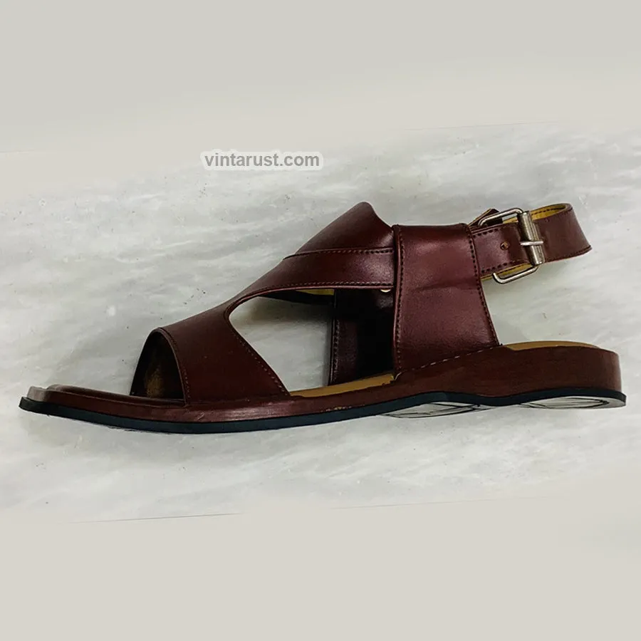 Traditional Panjedare Brown Peshawari Men's Chappal