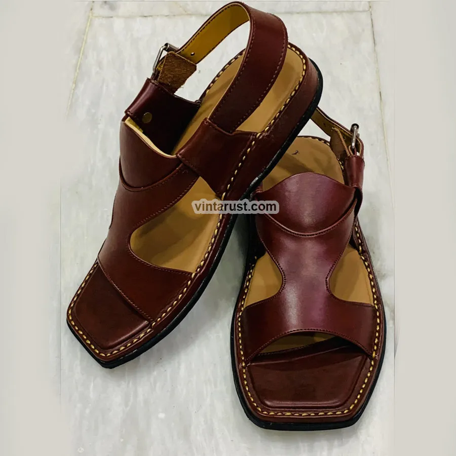 Traditional Panjedare Brown Peshawari Men's Chappal