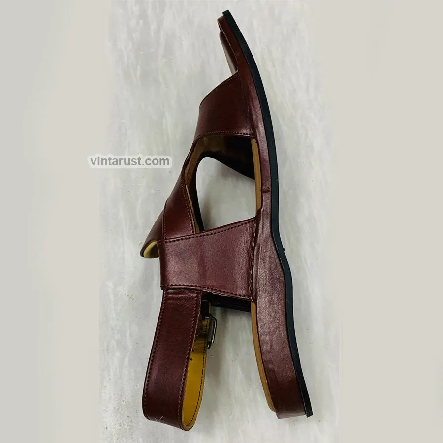 Traditional Panjedare Brown Peshawari Men's Chappal