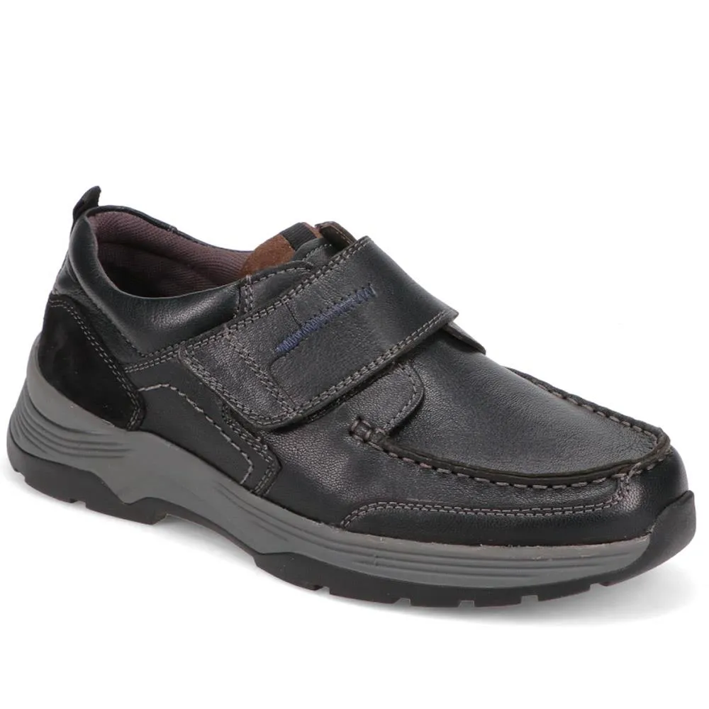 Ultra-Wide Leather Touch-Fasten Shoes - DREW / 326 018