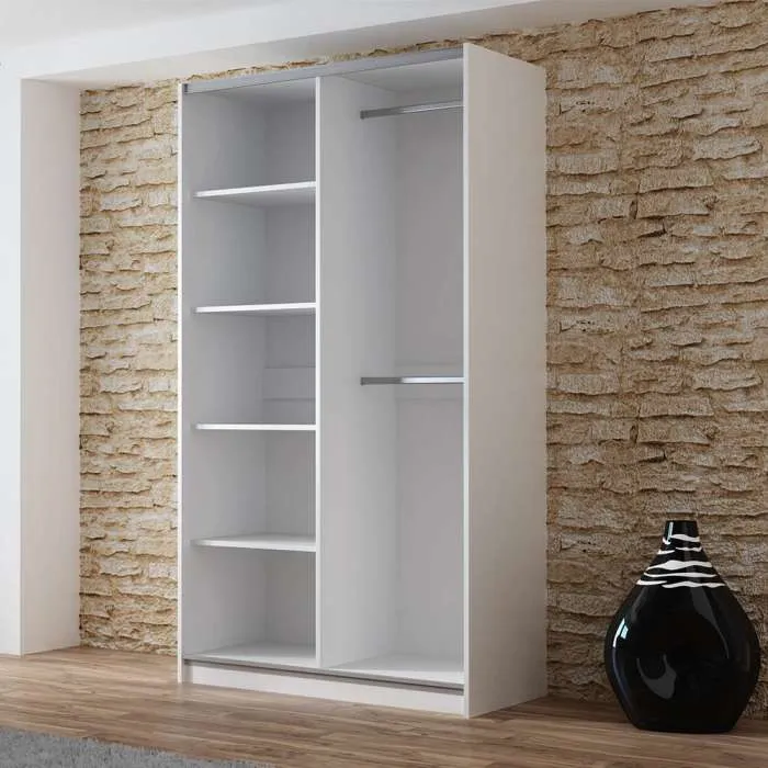 VIGO 120cm Sliding Door Wardrobe White Mirror