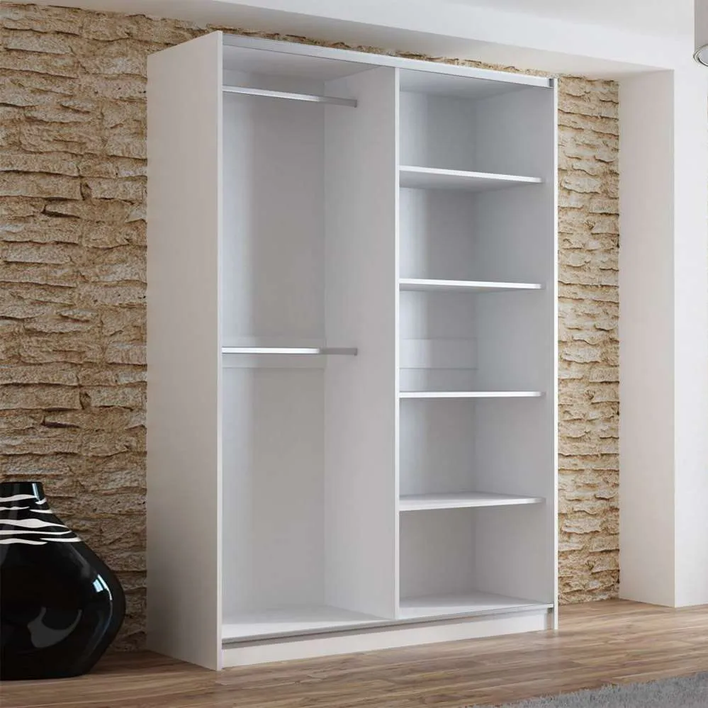 VIGO 150cm Sliding Door Wardrobe White Mirror