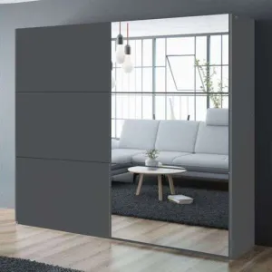 VIGO 250cm Sliding Door Wardrobe Graphite Mirror