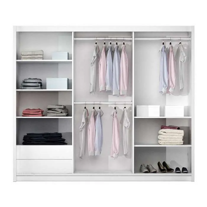 VIGO 250cm Sliding Door Wardrobe White Mirror