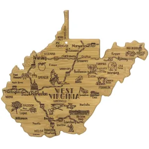 West Virginia Shaped Bamboo Cutting   Serving Board