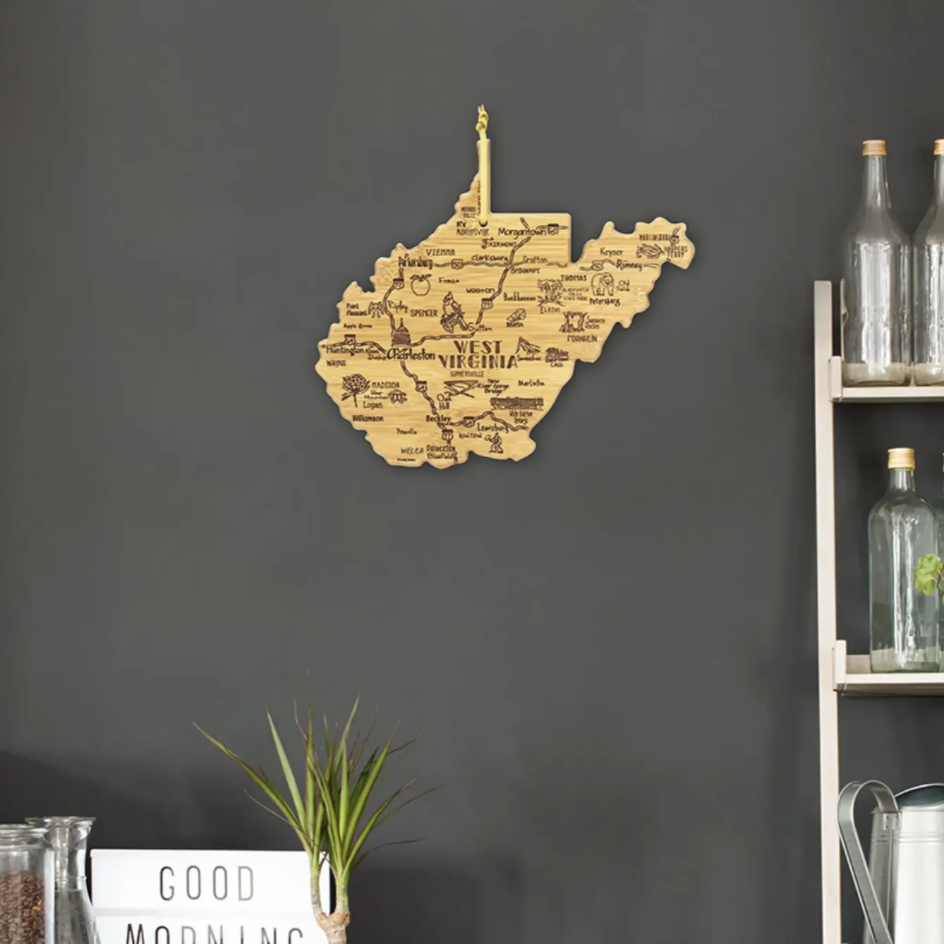 West Virginia Shaped Bamboo Cutting   Serving Board