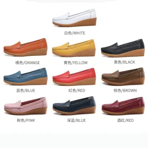 Women Loafers Ballet Loafer Shoes Retro Flats Shoes Women Wedge Heels Genuine Leather Casual Chaussures Femme