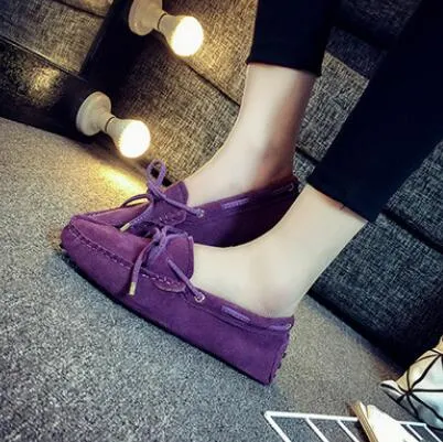 Women Shoes 100% Genuine Leather Round Toe Slip on Ladies Shoes Casual Loafers Comfortable Ballet Flats Female Footwear