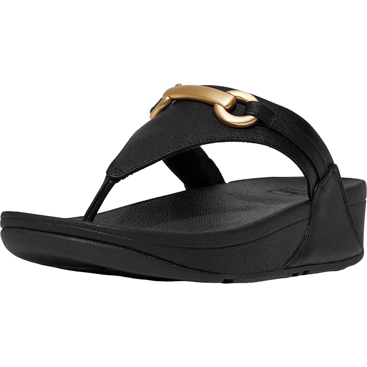 Women's FitFlop LuLu Chunky Snaffle Toe Post Black Leather