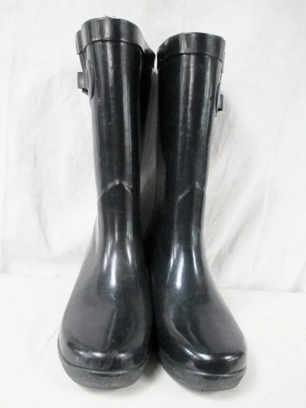 Womens Ladies CAPELLI NEW YORK Wellies Rain Boots Rainboots Foul Weather BLACK 9 Heel